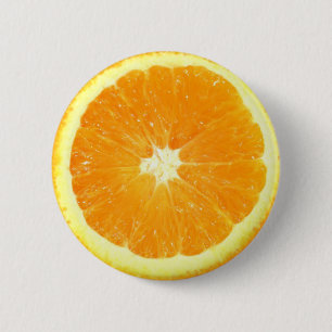 Oranje slice ronde button 5,7 cm