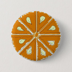 Oranje slice ronde button 5,7 cm