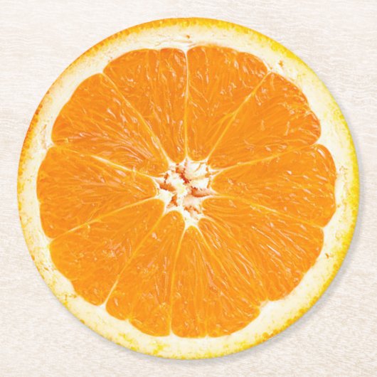 Oranje slice ronde kartonnen onderzetter (Voorkant)