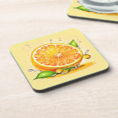 Oranje slice splash bier onderzetter (Linkerzijde)