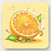 Oranje slice splash bier onderzetter (Voorkant)