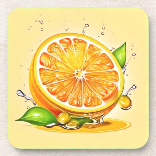 Oranje slice splash bier onderzetter (Voorkant)