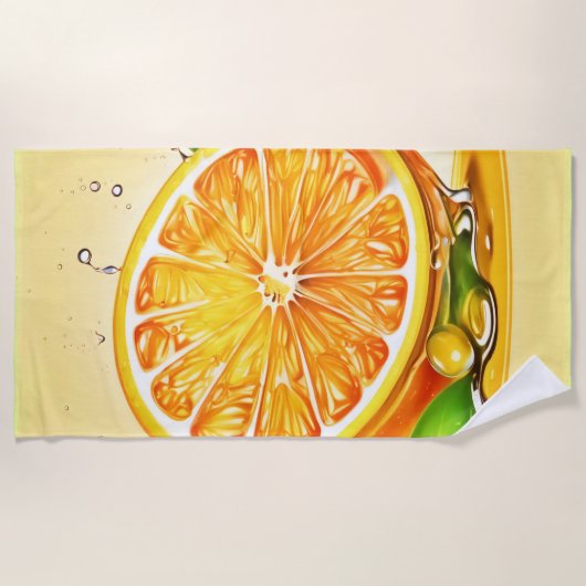 Oranje slice splash strandlaken (Voorkant)