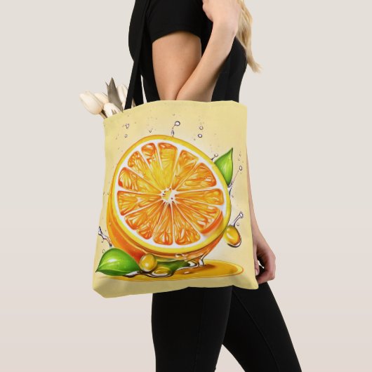 Oranje slice splash tote bag (Dichtbij)