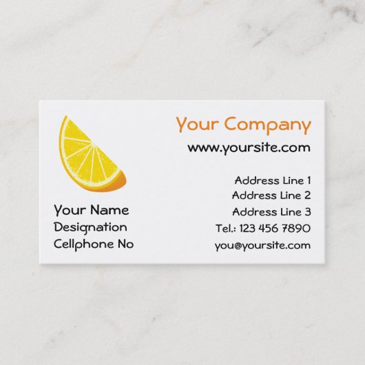 Oranje slice visitekaartje (Voorkant)