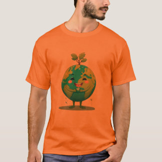 Oranje Smiley Earth T-shirt - Groene Hoop
