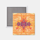 ORANJE SMOKE - Fractal Art - Magnet (Voorkant / Achterkant)