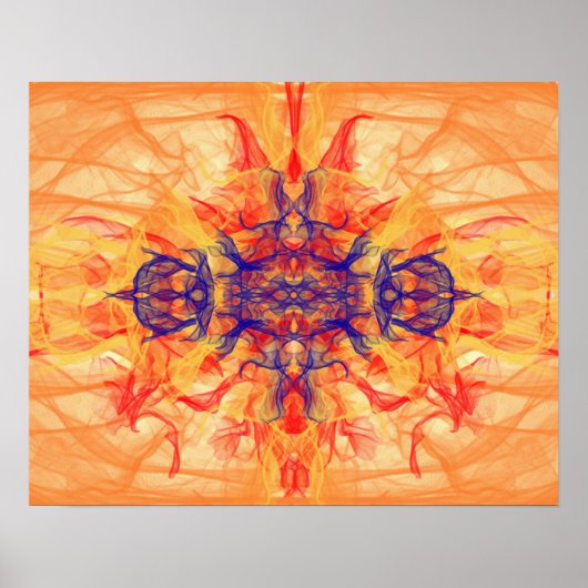 ORANJE SMOKE - Fractal Art - Poster (Voorkant)