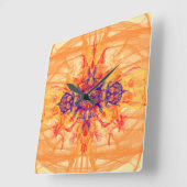 ORANJE SMOKE - Fractal Art - Square Wall Clock Vierkante Klok (Hoek)