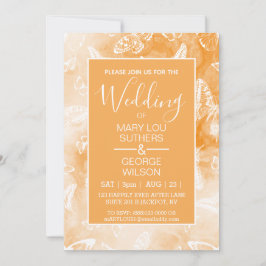 Oranje Smokey Marble Butterflies Wedding Kaart