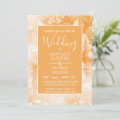 Oranje Smokey Marble Butterflies Wedding Kaart (Staand voorkant)