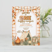 Oranje S'mores Camping Jongen Kamperen Gingham Kaart (Staand voorkant)