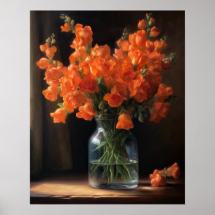 Oranje Snapdragon Flowers Art Print Poster