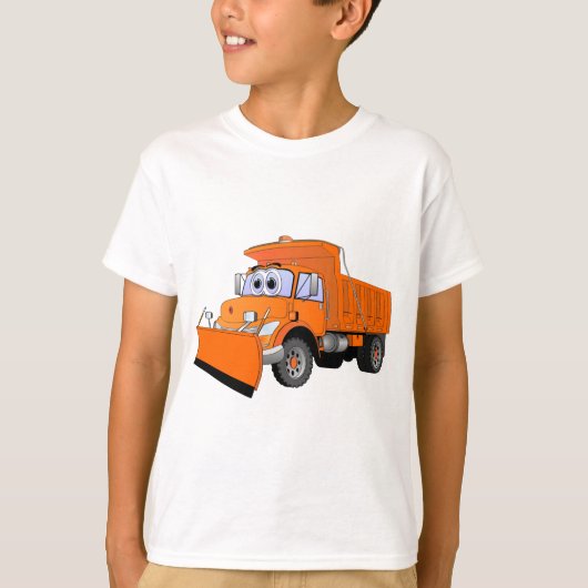 Oranje sneeuwploeg Cartoon T-shirt (Voorkant)