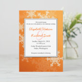 Oranje Sneeuwvlokken Kerst trouw uitnodiging (Staand voorkant)