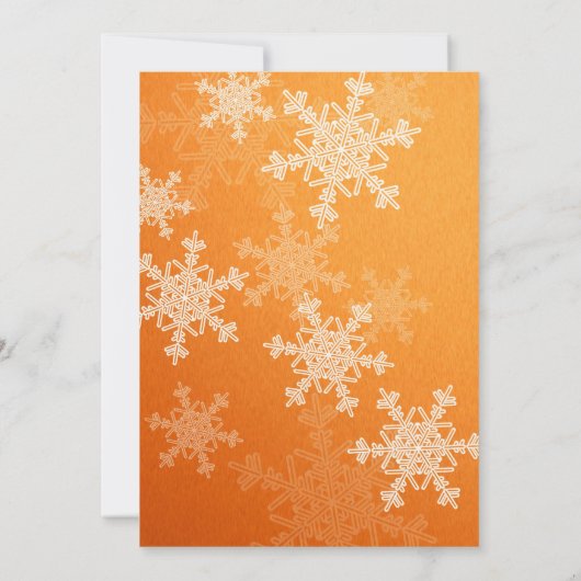 Oranje Sneeuwvlokken Kerstelijke trouw uitnodiging (Achterkant)