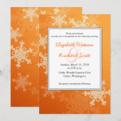 Oranje Sneeuwvlokken Kerstelijke trouw uitnodiging (Voorkant / Achterkant)