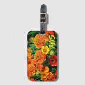 Oranje Sneezewort Flowers Monogram Bagagelabel (Voorkant (verticaal))