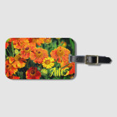 Oranje Sneezewort Flowers Monogram Bagagelabel (Voorkant (horizontaal))