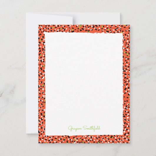Oranje Snow Leopard Print Persoonlijk briefpapier  Kaart (Voorkant)