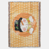 Oranje Snowflake Snowman Holiday Throw Deken (Voorkant Verticaal)