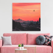 Oranje soennitische zeevogel in Sky Canvas Afdruk (Insitu (Woonkamer))