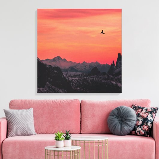 Oranje soennitische zeevogel in Sky Canvas Afdruk (Insitu (Woonkamer))