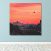 Oranje soennitische zeevogel in Sky Canvas Afdruk (Insitu (Houten vloer))