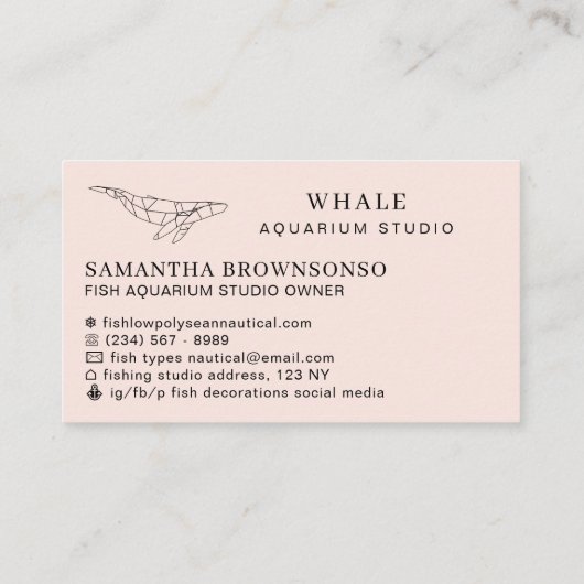 Oranje Soft Low Poly Aquarium Visvinvis Visitekaartje (Achterkant)