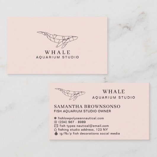 Oranje Soft Low Poly Aquarium Visvinvis Visitekaartje (Voorkant / Achterkant)