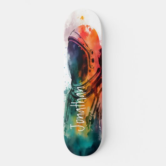 Oranje Spaceman thema Persoonlijk Skateboard (Voorkant)