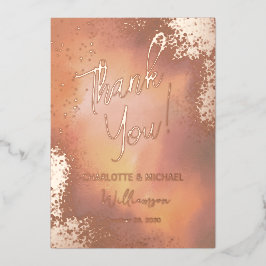 Oranje Sparkle Foto Overlay Bruiloft Dank u Folie Uitnodiging