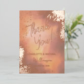 Oranje Sparkle Foto Overlay Bruiloft Dank u Folie Uitnodiging (Staand Voorkant)
