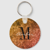 Oranje Sparkle Glitter Elegant Persoonlijk Sleutelhanger (Voorkant)