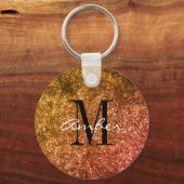 Oranje Sparkle Glitter Elegant Persoonlijk Sleutelhanger (Voorkant)