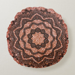 Oranje Sparkle Mandala Rond Kussen