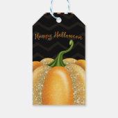 Oranje Sparkle Pumpkin Halloween Birthday Party Cadeaulabel (Achterkant)