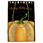 Oranje Sparkle Pumpkin Halloween Birthday Party Medium Cadeauzakje (Voorkant)