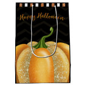 Oranje Sparkle Pumpkin Halloween Birthday Party Medium Cadeauzakje (Achterkant)