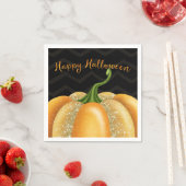 Oranje Sparkle Pumpkin Halloween Birthday Party Servet (Insitu)