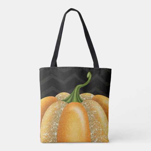 Oranje Sparkle Pumpkin Halloween Birthday Party Tote Bag (Achterkant)