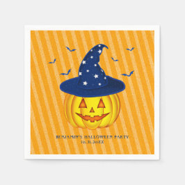 Oranje Sparkly Stripes Halloween Pumpkin Servet