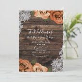 Oranje specerijplanten Rozen Rustic Wood Weddensch Kaart (Staand voorkant)