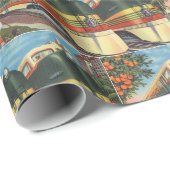 Oranje speciale bloesem cadeaupapier (Rol Hoek)