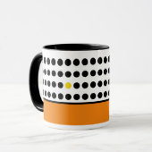Oranje speelse polka dots kleurblokken mok (Voorkant links)