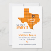 Oranje speldenbank gemaakt in Texas - verticale fo Aankondiging (Voorkant)