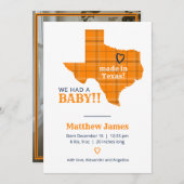 Oranje speldenbank gemaakt in Texas - verticale fo Aankondiging (Voorkant / Achterkant)