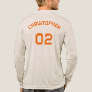 Oranje Speler Naam Jersey Nummer Mannen Lange Mouw Tri-Blend Shirt