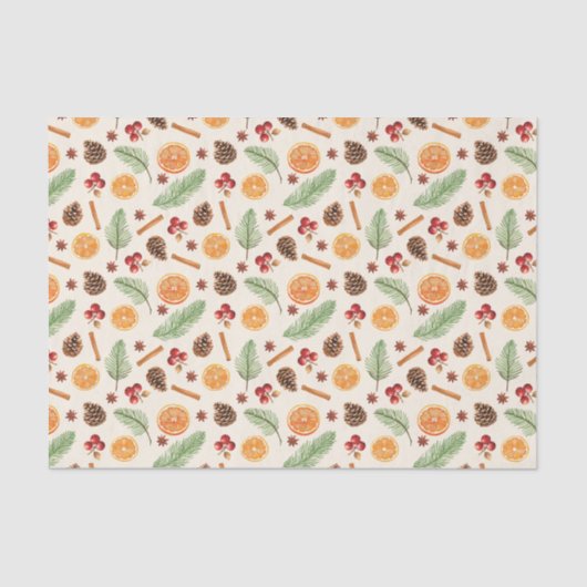 Oranje Spice Botanische Kerst Tissuepapier (Voorkant)