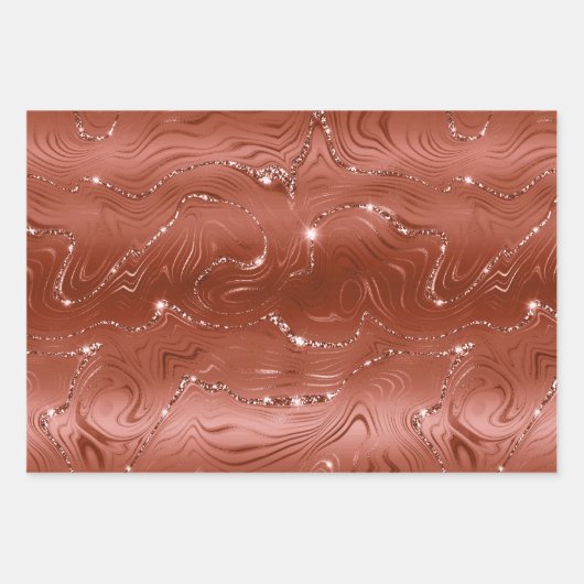 Oranje Spice Gold Glitter Verjaardag Inpakpapier Vel (Voorkant 3)